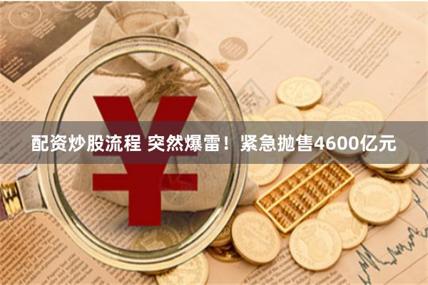 配资炒股流程 突然爆雷！紧急抛售4600亿元