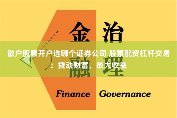 散户股票开户选哪个证券公司 股票配资杠杆交易：撬动财富，放大收益